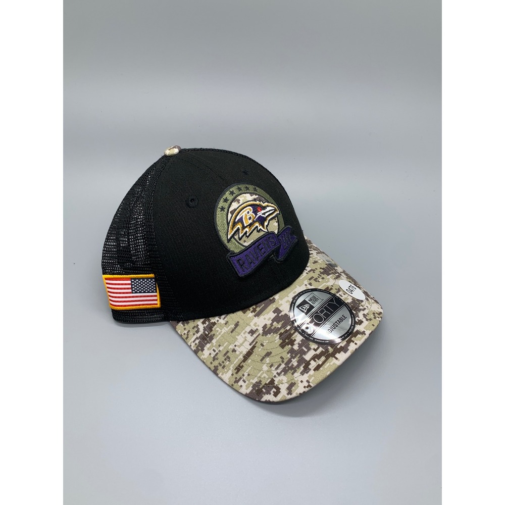New Era 9FORTY Baltimore Ravens Salute to Service Trucker Snapback Hat Men OSFM